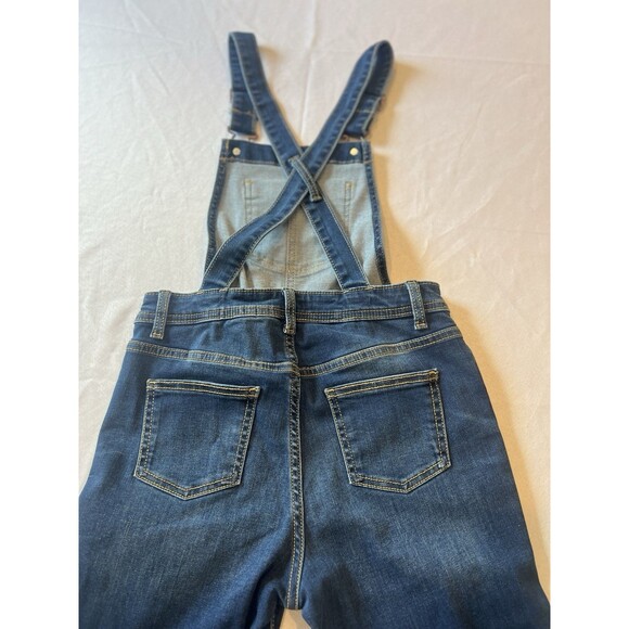 Cat & Jack Girls' Denim Overalls Super Stretch Skinny Leg Dark Wash Blue 10/12 - Picture 6 of 12